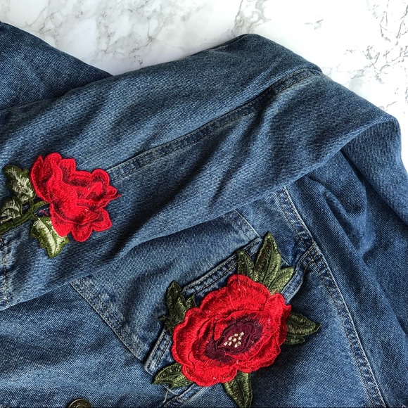 - SALE - Rose embroidered denim jacket - Picture 7 of 8